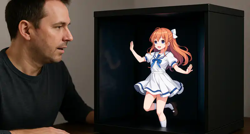 Portalgraph ologramma anime in scatola che anticipa il futuro degli spettacoli virtuali