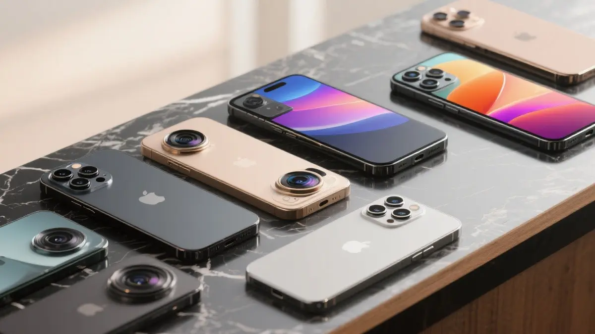 Cinque smartphone dal design elegante con finiture premium e display vivaci
