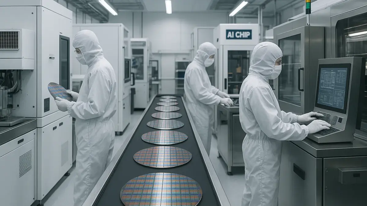 Linea di produzione di chip in fabbrica high-tech
