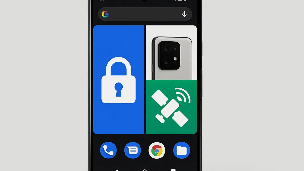 Smartphone con interfaccia Android 15 mostra split-screen