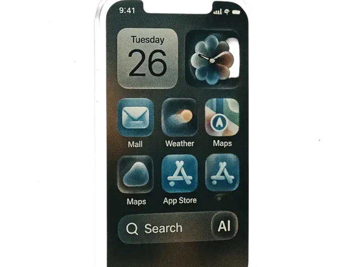 iPhone che mostra la nuova schermata di blocco con design Liquid Glass