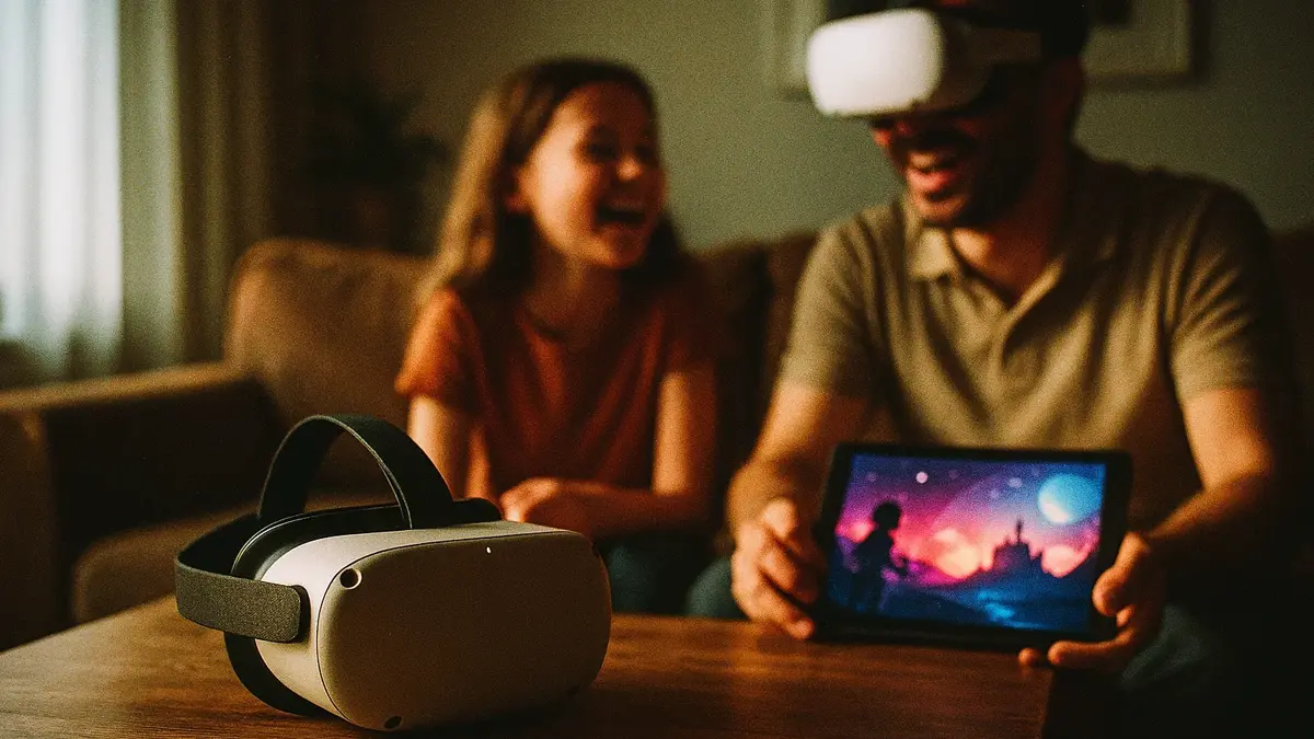 Famiglia che usa visore VR