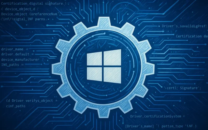 Icona di Windows 11 con codice driver in sovrimpressione