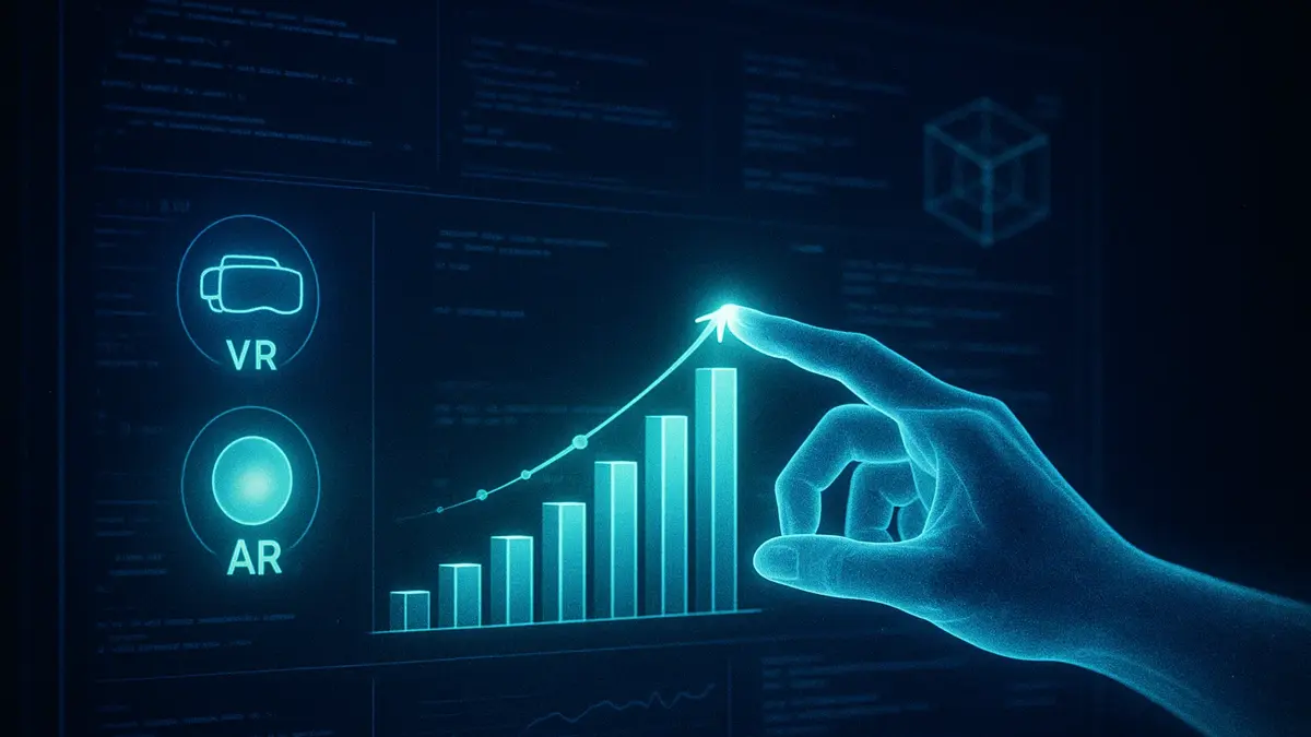 Mappa concettuale futuristica di monetizzazione con simboli di VR
