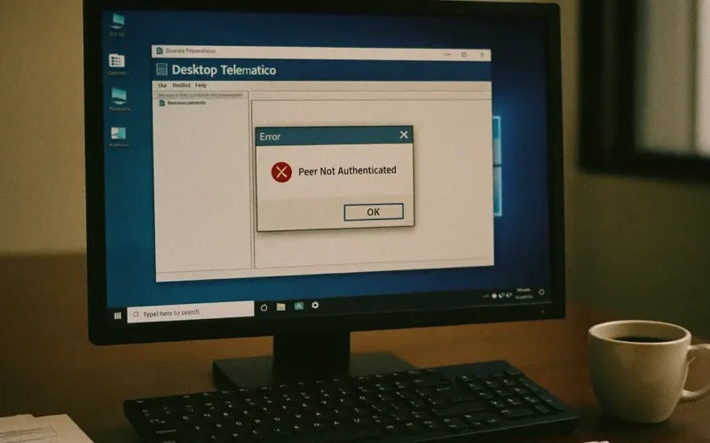 Schermata del Desktop Telematico con messaggio di errore Peer Not Authenticated