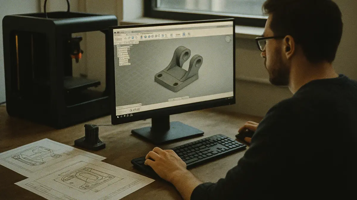 Utente al lavoro su un modello 3D per stampa su PC