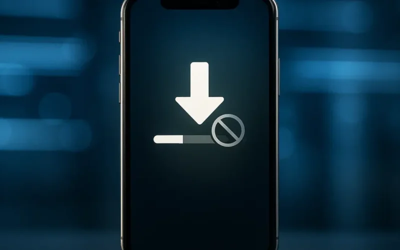 iPhone X con schermo acceso che mostra icona dell'aggiornamento iOS